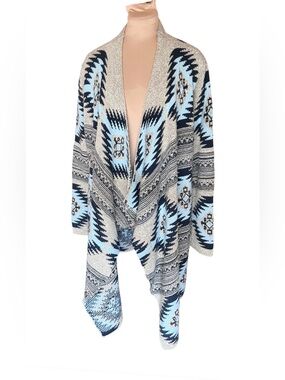 Two Sisters Southwestern Aztec Open-Front Cardigan Size M/L